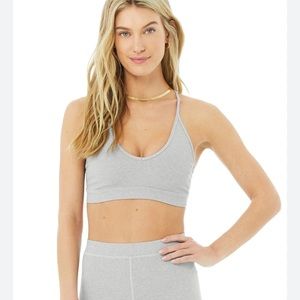 NWT ALO racerback ribbed blissful bra sports bra in heather grey